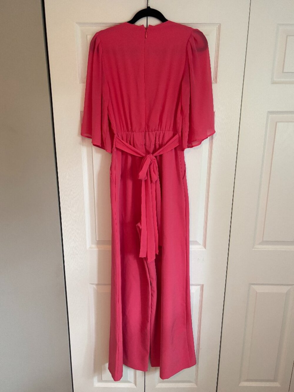 New York & Company Hot Pink Chiffon Wrap Jumpsuit - Size XS